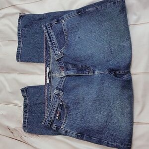 Tommy Hilfiger Split Denim Capris size 10 Relaxed Baggy Vintage Y2K